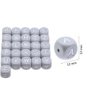 12 mm Lustige Bpa Lose Baby Beißring Lebensmittelqualität Schnuller Clip Hersteller Englisch Alphabet Gedruckt Silikon Buchstabenperlen